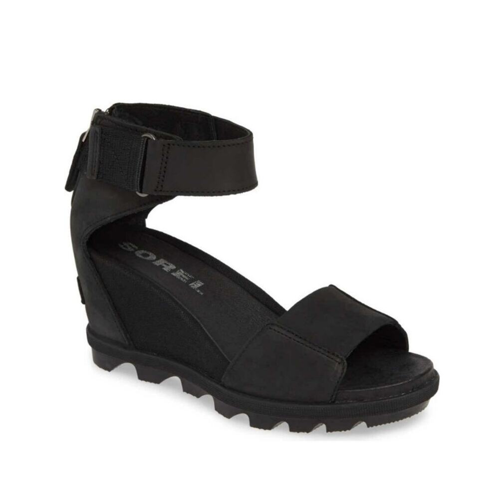 Sorel Joanie II Ankle Strap Wedge Sandal Black 8.5